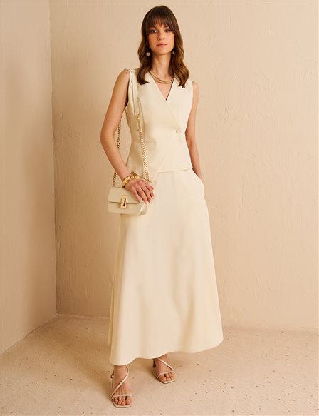 Vested Modal Suit Cream 