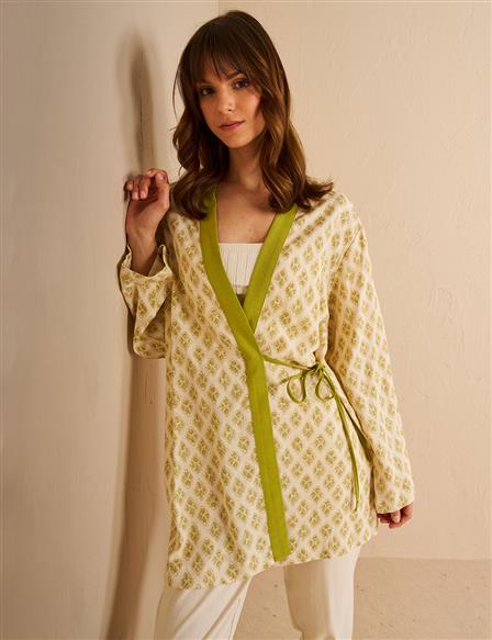 Patterned Kimono Khaki
