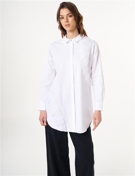 Tulle Detailed Cotton Tunic Optic White