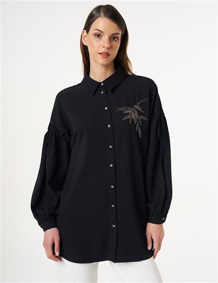 Embroidered Elegant Tunic Black
