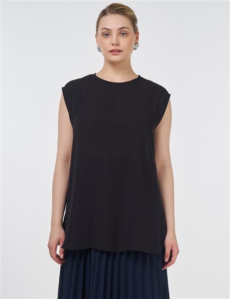 Sıfır Yaka Basic T-Shirt Siyah