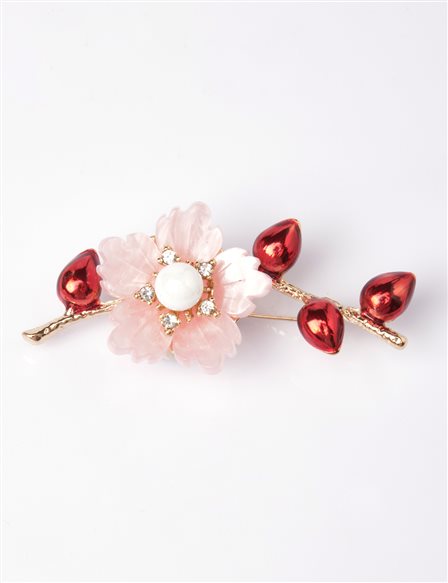 Plum Blossom Figured Brooch Pink