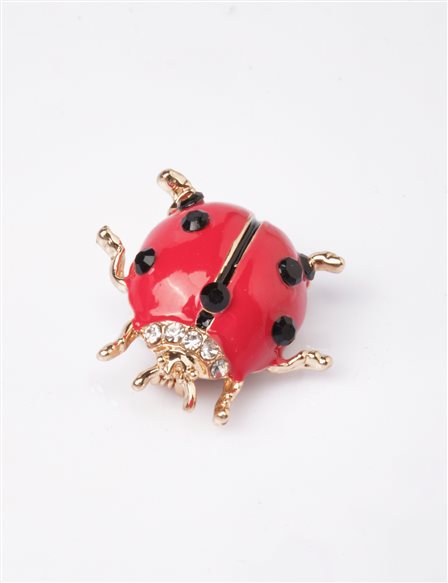 Ladybug Figured Brooch Red