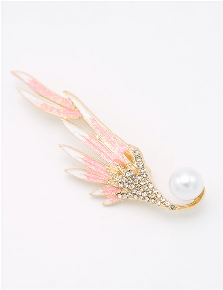 Pearl Detailed Brooch Pink