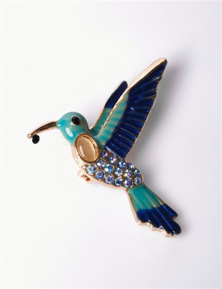 Hummingbird Figured Brooch Blue