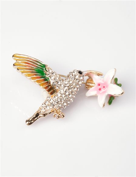 Hummingbird Figured Brooch Pink