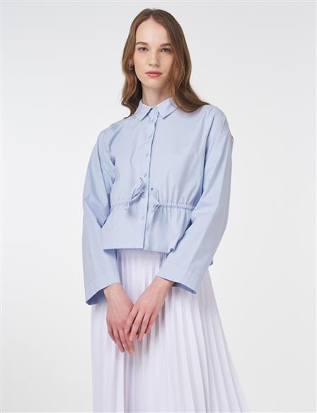 Embroidered Cotton Blouse Blue