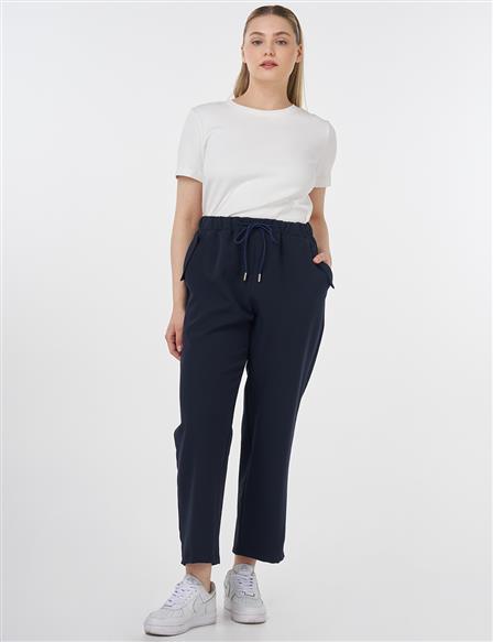 Relaxed Fit Pants with Pocket Detail Dark Navy