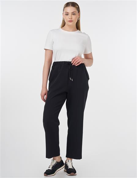 Relaxed Fit Pants with Pocket Detail Black