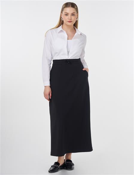 Lace-Up High-Waist Skirt Black 