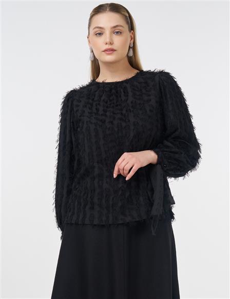 Fringed Blouse Black