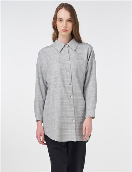 Stripe Pattern Tunic Gray