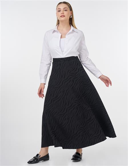 Zebra Desen Kloş Etek Siyah 