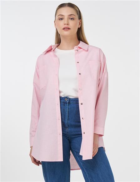 Floral Desen Pamuklu Tunik Pembe 
