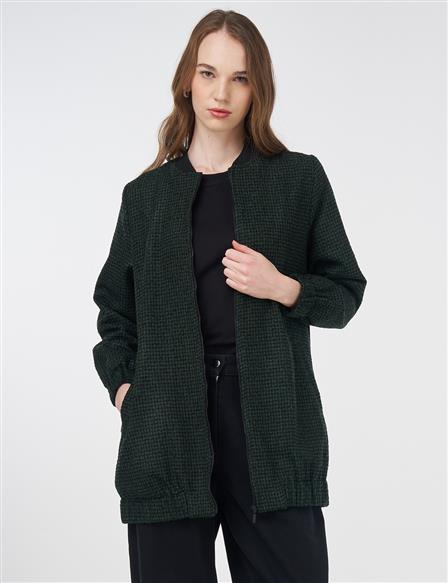 Textured Basic Jacket Emerald-Black