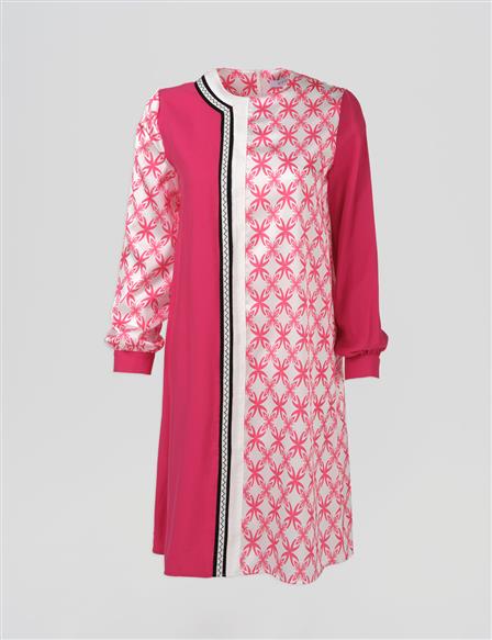 Floral Desen Şık Tunik Fuşya