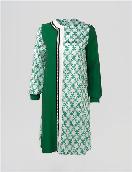 Floral Desen Şık Tunik Yeşil