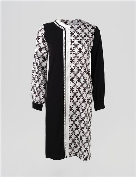 Floral Desen Şık Tunik Siyah