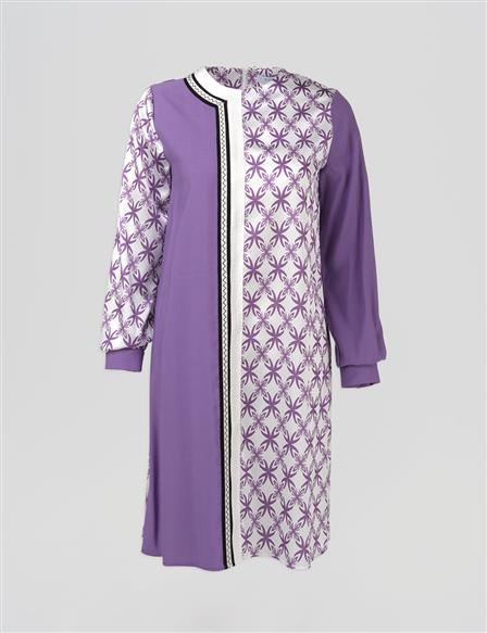 Floral Desen Şık Tunik Mor