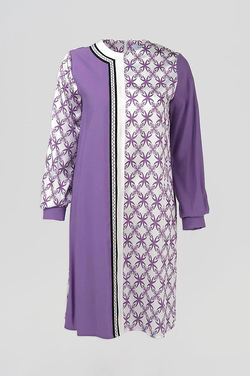 Floral Desen Şık Tunik Mor