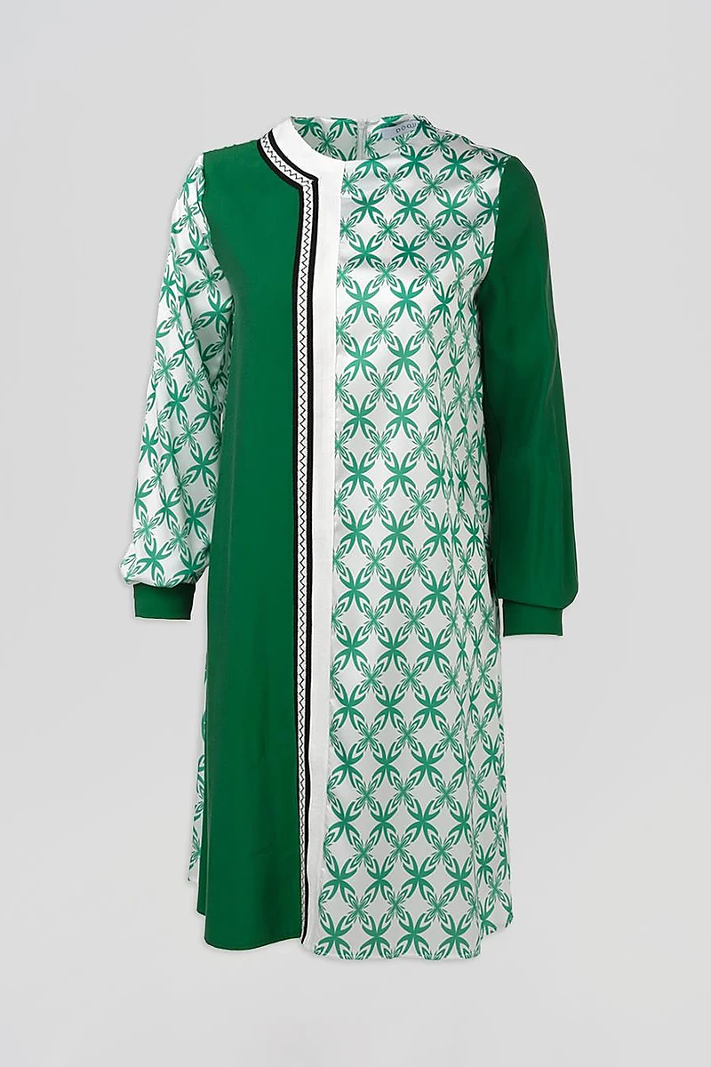 Floral Desen Şık Tunik Yeşil