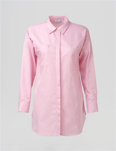 Tek Cepli Basic Tunik Pembe 