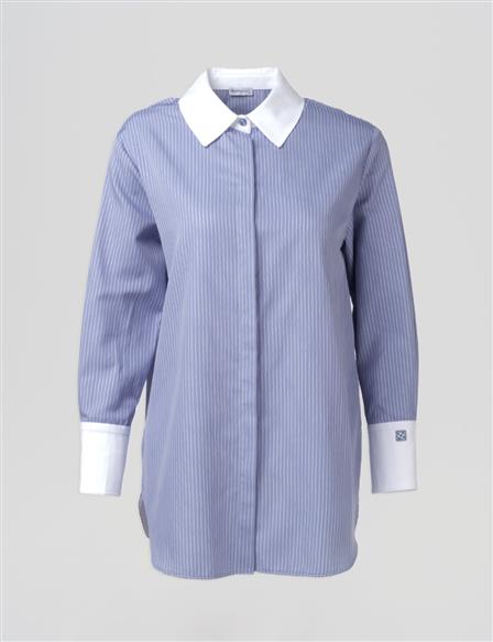 Wide-Cuff Basic Tunic Aviator Blue