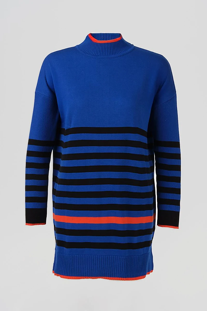 Striped Knit Tunic Saxony