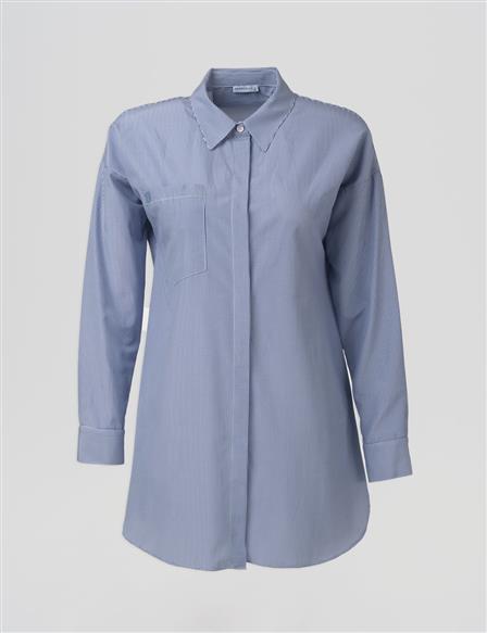 Tek Cepli Basic Tunik Mavi 