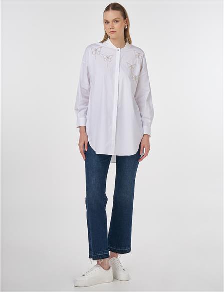 Embroidered Cotton Tunic Optic White 