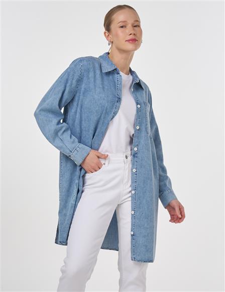 Printed Long Lyocell Tunic Towel Washed 