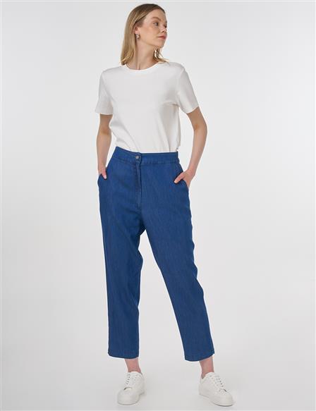 Relaxed Fit Lyocell Pants Navy