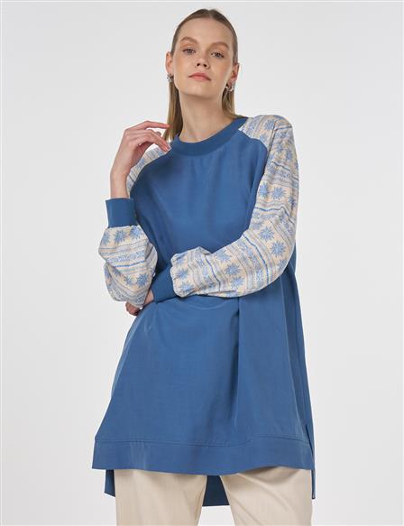Fabric-Panel Modal Tunic Indigo