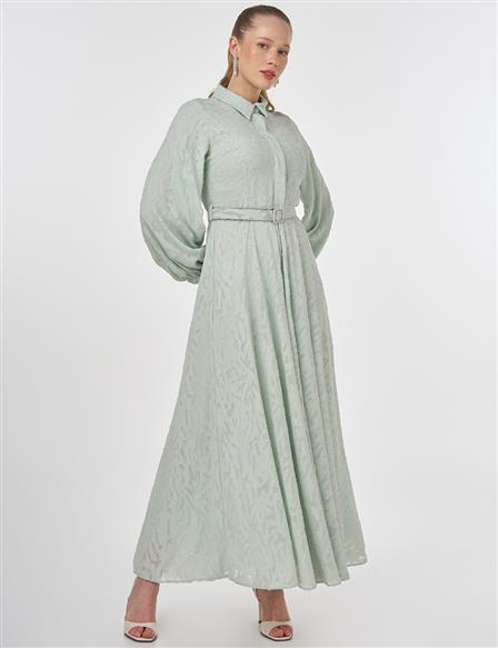Belted Maxi Dress Aqua Green