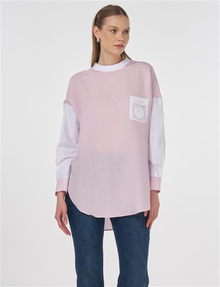 Lace Appliqué Modal Tunic Pink 