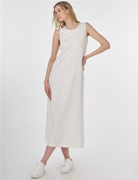 Crew Neck Jersey Dress Optic White