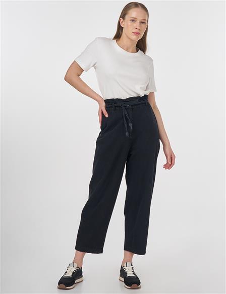 İp Kemer Detaylı Denim Pantolon Antrasit