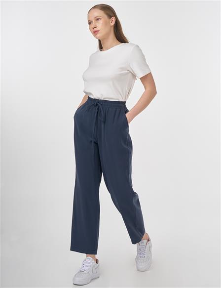 Bağcıklı Modal Pantolon Koyu Lacivert