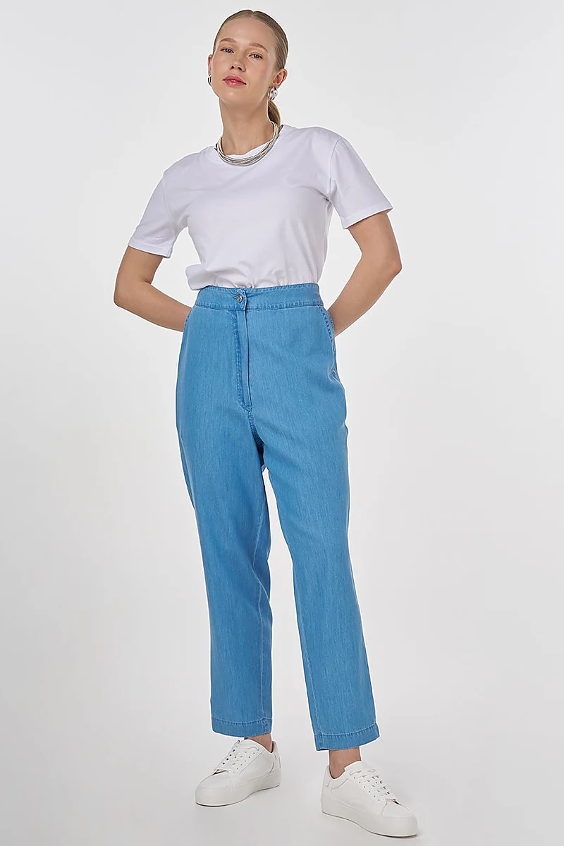Relaxed Fit Denim Pants Ice Blue