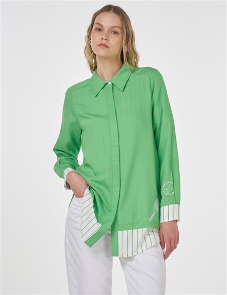 Tenis Raketi İşlemeli Tunik Light Green