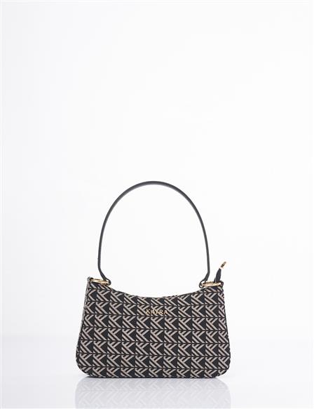 Monogram Desen Hobo Çanta Siyah 