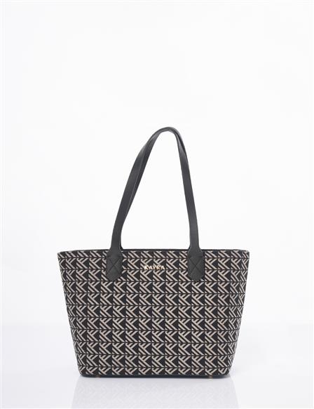 Monogram Desen Shopper Çanta Siyah  