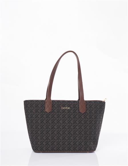 Monogram Desen Shopper Çanta Vizon  
