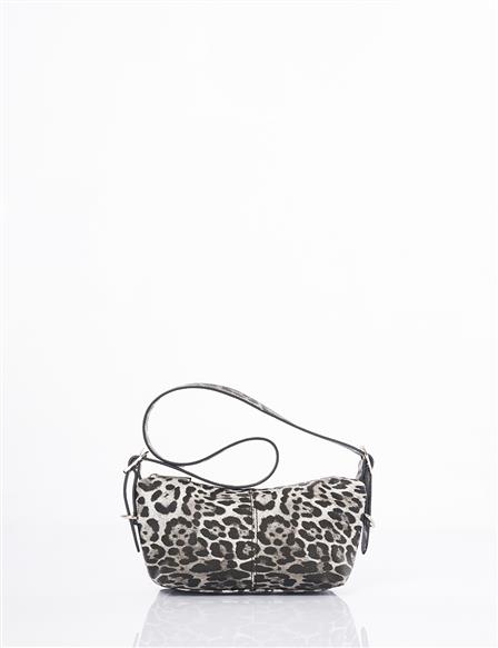 Leopar Desen Omuz Çantası Siyah 
