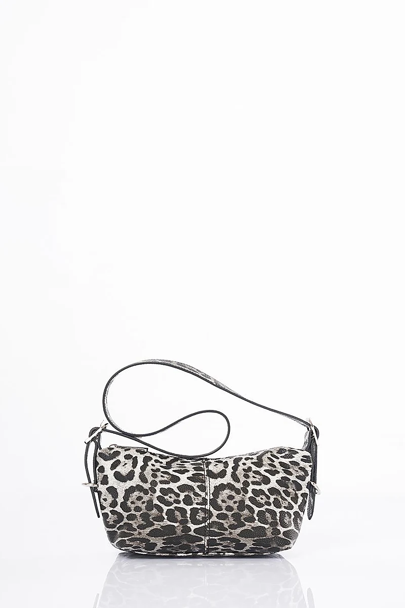 Leopard Pattern Shoulder Bag Black