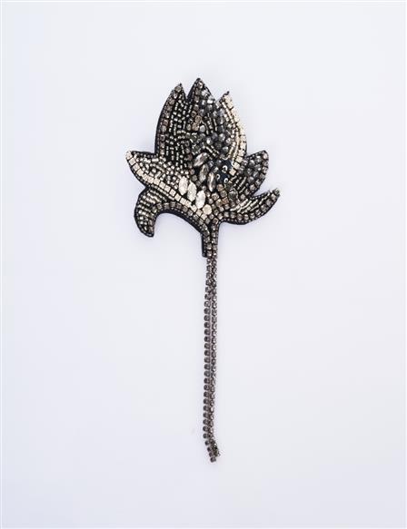Handmade Rose Motif Brooch Black