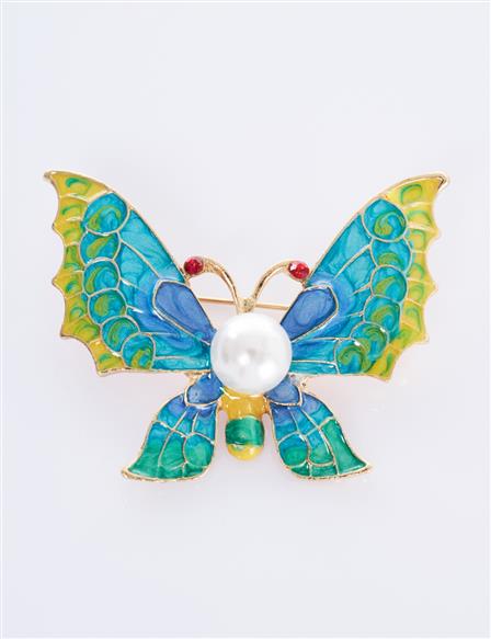 Pearl Detail Brooch Turquoise