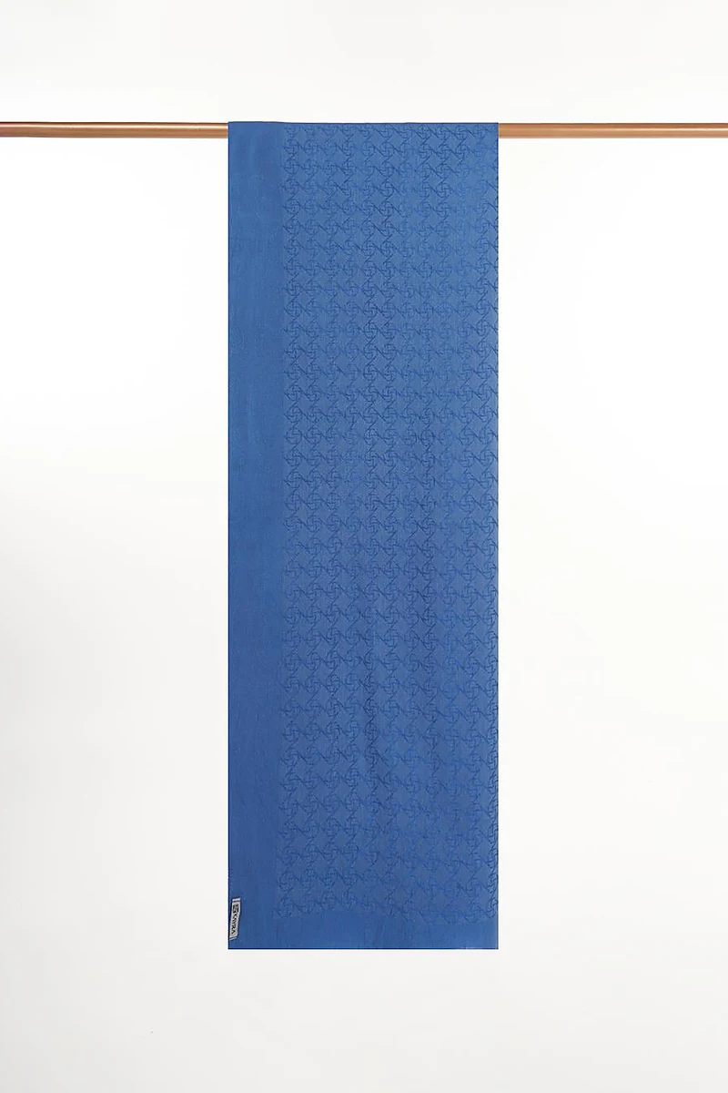 Monogram Patterned Lyocell Scarf Indigo