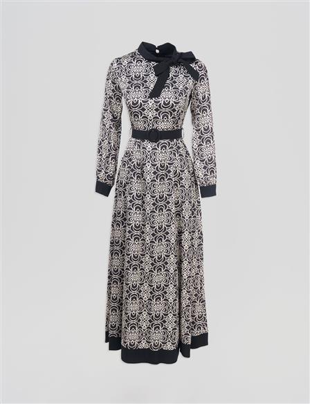 Belted Elegant Dress Black 