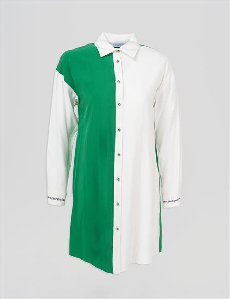 Slogan Cuffed Tunic Green